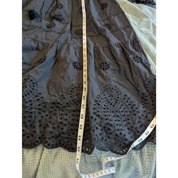 Free People Women's S Black Crocheted Lace Detail Cutout Long Sleeve Midi Dress - Picture 3 of 5